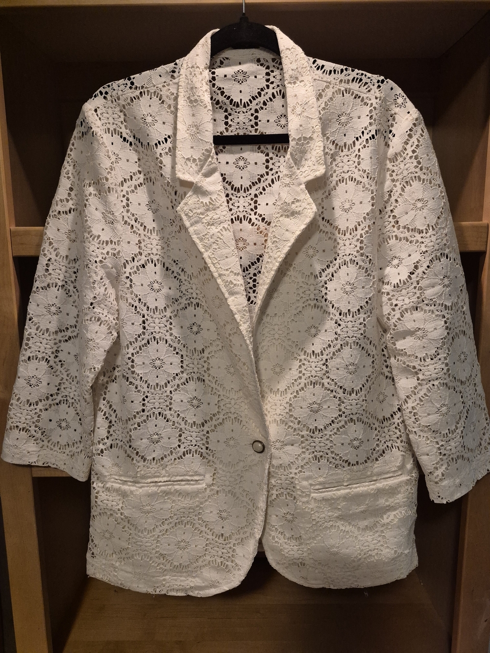 Cottagecore Women's Ivory Lace Blazer Jacket